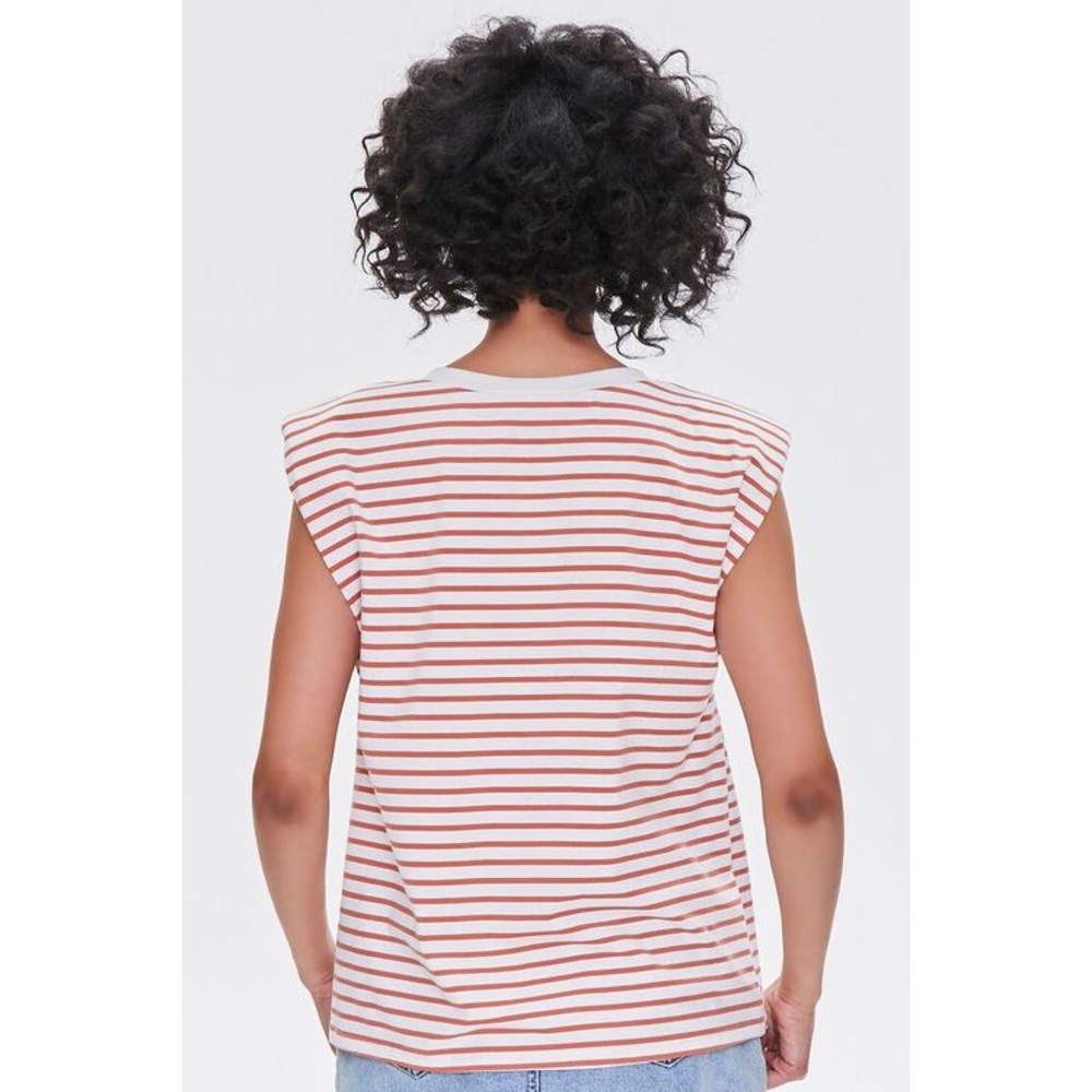 NWT - Padded Striped Tee - White/faded red - Size Large - Picture 4 of 5